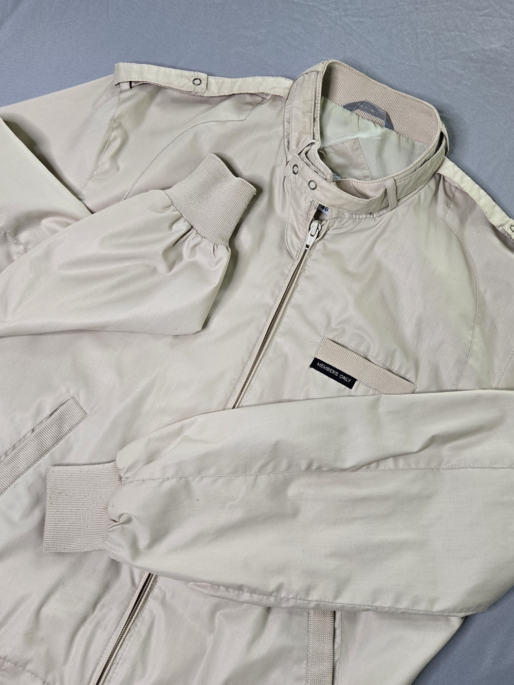 Vintage Members Only Jacket Mens 40 (M/L) Off White Moto Racer Europe Craft 80s